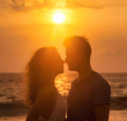 Romantic couple silhouette